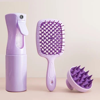 Shampoo Brush Scalp Massage Spray Bottle Dispenser Bottle Hollow Comb Styling Comb Hair Set