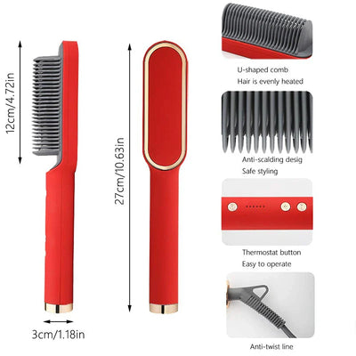 New Hair Straightener Ceramic Hot Comb 2 in 1 Electric Straighten Hair Brush Negative Ion Anti-scalding Styling Tool