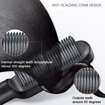 3-in-1 Straightening Comb Heated Hair Brush,Hair Straightener Brush Negative Ion Styling Comb Hair Styling Tool