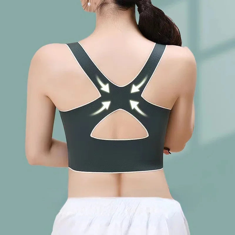 Sports Bra Cross-front Buckle Beauty Back Wireless Sports Bra Gathered Anti-sagging Women's Adjustable Bra Gym Yoga Underwear