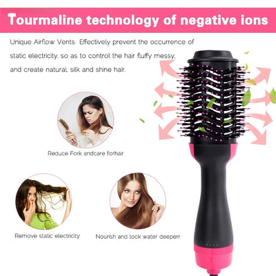 4 In 1 Hot Air Brush Styling Comb One-Step Heating Comb Hair Straightening Brush for Straight Curly Professional Hair Dryers