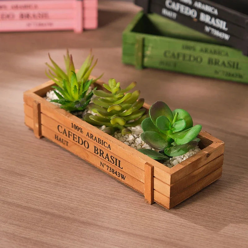 Retro Wooden Succulent Flower Pot, Balcony, Potted Plant Box