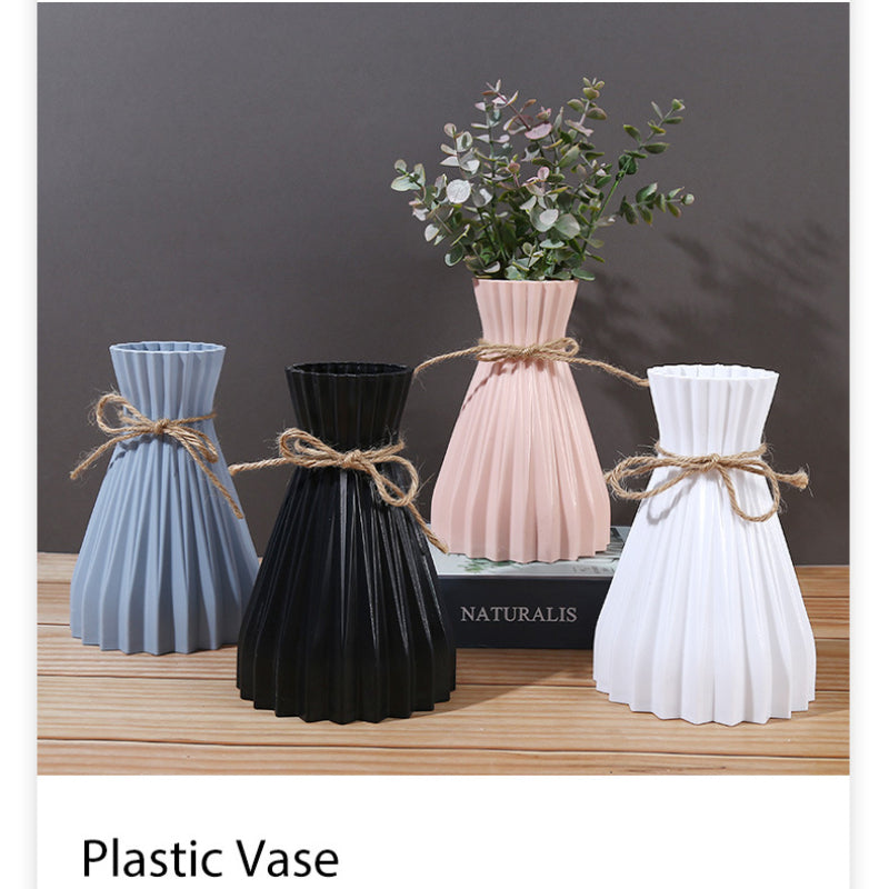 Plastic Vase Nordic Not Fragile Flower Vase White Imitation Ceramic Flower Pot Basket Decor for Flowers Wedding Home Decor