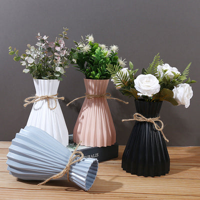 Plastic Vase Nordic Not Fragile Flower Vase White Imitation Ceramic Flower Pot Basket Decor for Flowers Wedding Home Decor