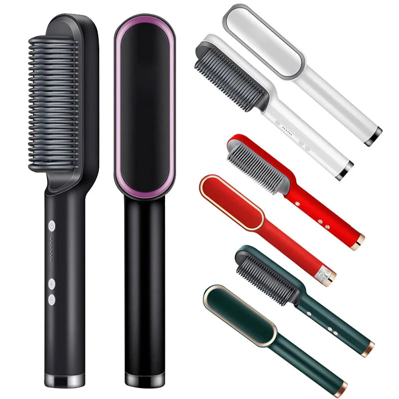 New Hair Straightener Ceramic Hot Comb 2 in 1 Electric Straighten Hair Brush Negative Ion Anti-scalding Styling Tool