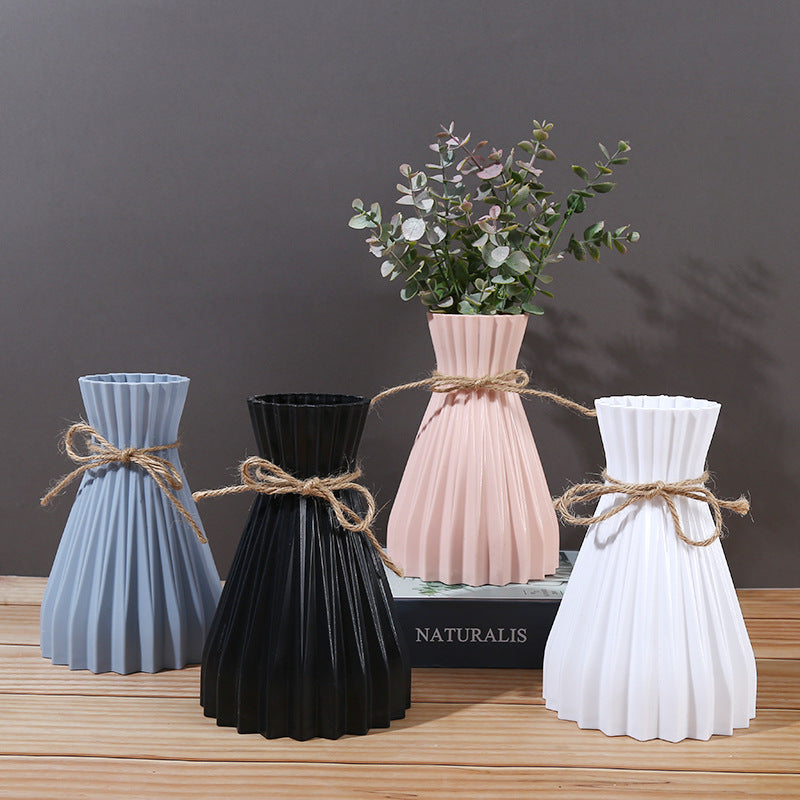 Plastic Vase Nordic Not Fragile Flower Vase White Imitation Ceramic Flower Pot Basket Decor for Flowers Wedding Home Decor