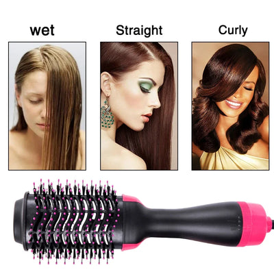 4 In 1 Hot Air Brush Styling Comb One-Step Heating Comb Hair Straightening Brush for Straight Curly Professional Hair Dryers